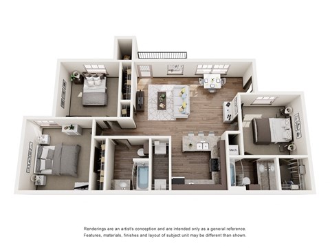 Floor plan for 3 beds, 2 baths, 1148 sqft
